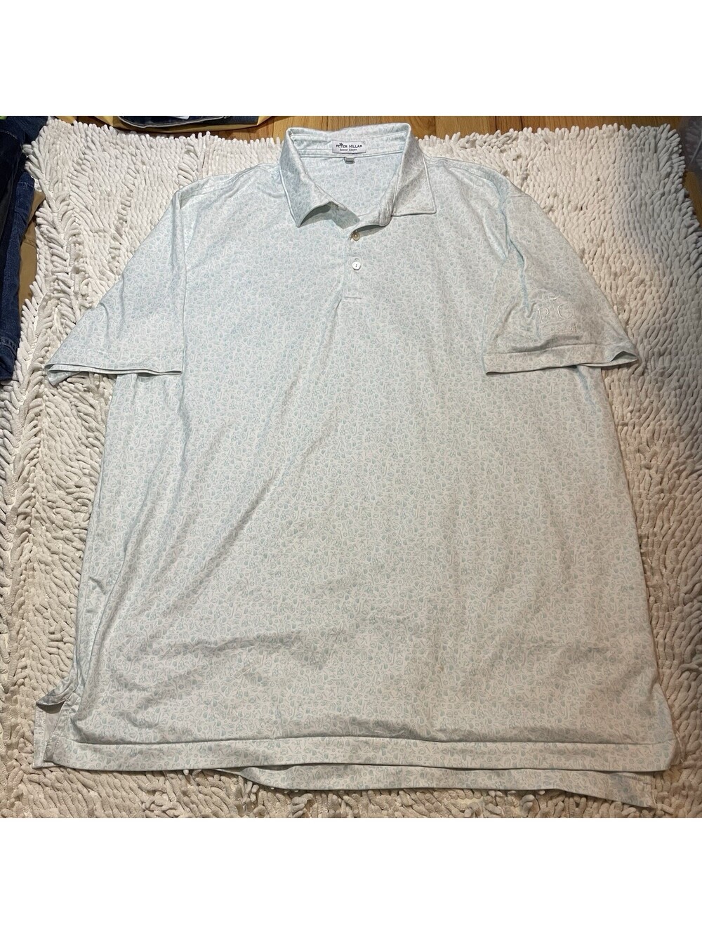 Peter Millar Summer Comfort Polo Shirt Men’s XL White Sports Print AOP *READ*